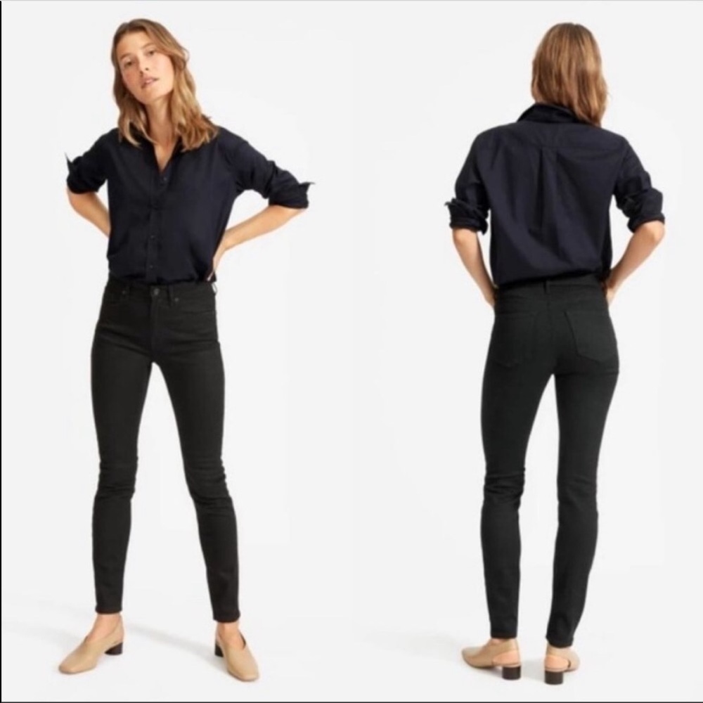 Everlane Mid Rise Skinny Jeans Casual‎ Classic Stretch Cotton Blend Black